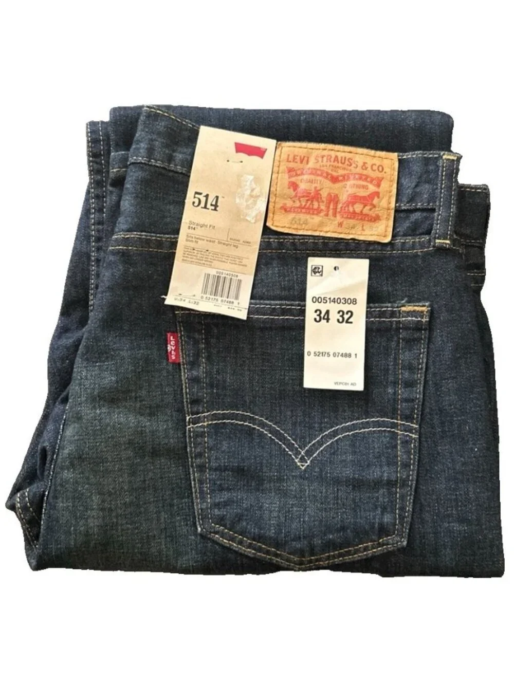 Levi's 514 Straight Leg Jeans Men’s 34x32 Slim Fit Blue Dark Wash Cotton Denim